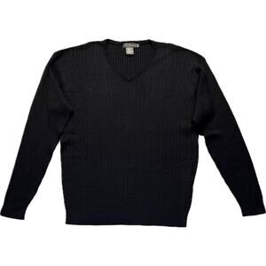 L. ETIENNE Pour Homme Silk Cable Knit Pullover Sweater Men's Size 2XLT Black VTG